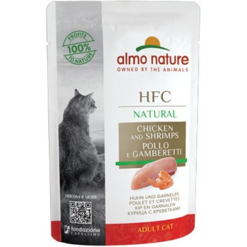Almo Nature HFC Natural υγρή τροφή για γάτες κάθε ηλικίας με κοτόπουλο και γαρίδες, 55g Almo Nature HFC Natural υγρή τροφή για γάτες κάθε ηλικίας με κοτόπουλο και γαρίδες, 55g