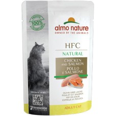 Almo Nature HFC Natural υγρή τροφή για γάτες κάθε ηλικίας με κοτόπουλο και σολομό, 55g Almo Nature HFC Natural υγρή τροφή για γάτες κάθε ηλικίας με κοτόπουλο και σολομό, 55g