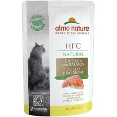 Almo Nature HFC Natural υγρή τροφή για γάτες κάθε ηλικίας με κοτόπουλο και σολομό, 55g