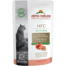 Almo Nature HFC Natural υγρή τροφή για γάτες κάθε ηλικίας με σολομό και κολοκύθα 55g