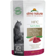 Almo Nature HFC Natural υγρή τροφή για γάτες κάθε ηλικίας με τόνο και κοτόπουλο 55g