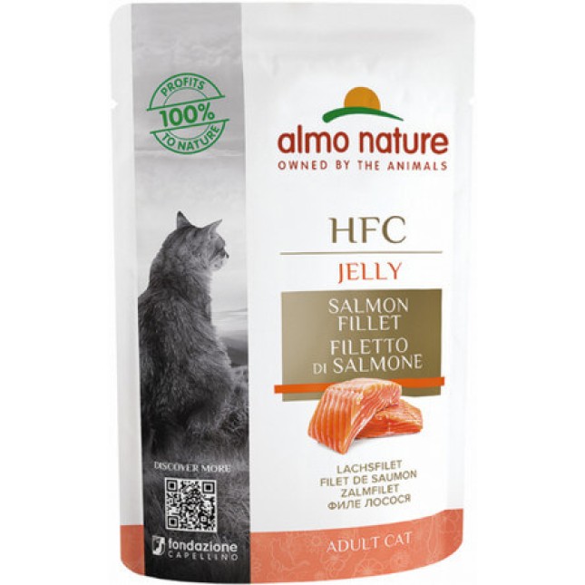 Almo Nature HFC Natural υγρή τροφή για γάτες κάθε ηλικίας σε ζελέ με σολομό 55g Almo Nature HFC Natural υγρή τροφή για γάτες κάθε ηλικίας σε ζελέ με σολομό 55g