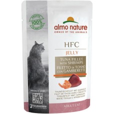 Almo Nature HFC Natural υγρή τροφή για γάτες κάθε ηλικίας σε ζελέ με τόνο και γαρίδες 55g