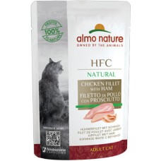 Almo Nature HFC Natural υγρή τροφή για γάτες κάθε ηλικίας με φιλέτο κοτόπουλου & ζαμπόν 55g Almo Nature HFC Natural υγρή τροφή για γάτες κάθε ηλικίας με φιλέτο κοτόπουλου & ζαμπόν 55g