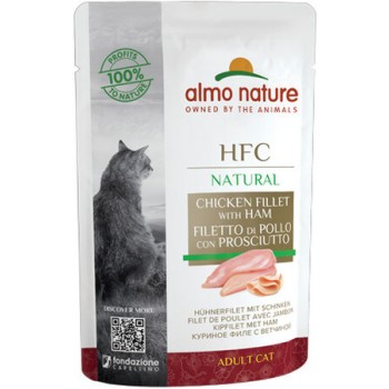 Almo Nature HFC Natural υγρή τροφή για γάτες κάθε ηλικίας με φιλέτο κοτόπουλου & ζαμπόν 55g Almo Nature HFC Natural υγρή τροφή για γάτες κάθε ηλικίας με φιλέτο κοτόπουλου & ζαμπόν 55g