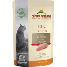 Almo Nature HFC Natura υγρή τροφή σε φυσικό ζωμό πλήρες γεύμα για γατάκια με φιλέτο κοτόπουλου  55g
