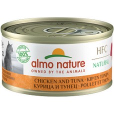 Almo Nature HFC Natural -πλήρη τροφή γάτας με κοτόπουλο & τόνος 70g