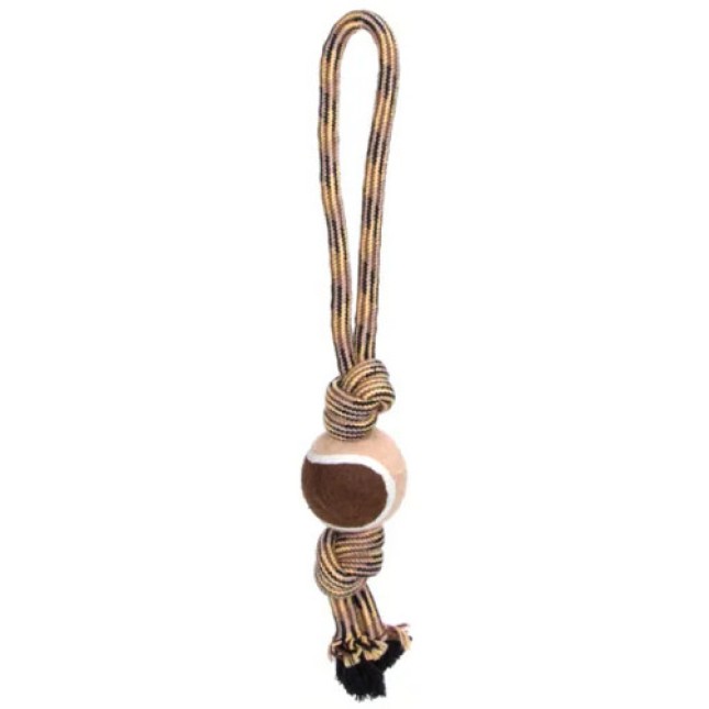 Nobleza Σχοινί κόμπος με μονή μπάλα καφέ και λαβή 41cm Nobleza Σχοινί κόμπος με μονή μπάλα καφέ και λαβή 41cm