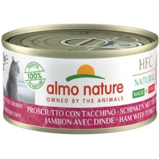 Almo Nature HFC Natural -πλήρη τροφή γάτας Made In Italy με ζαμπόν με γαλοπούλα 70g