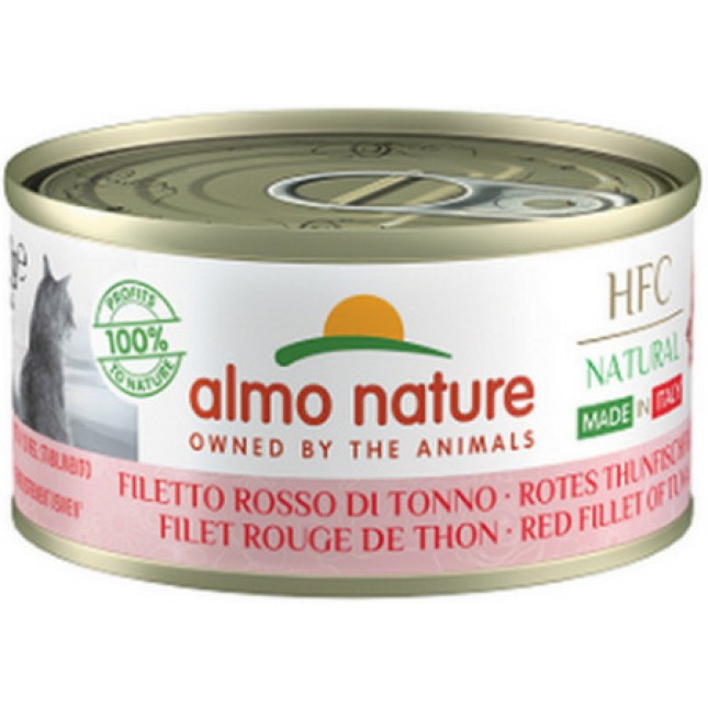 Almo Nature HFC Natural -πλήρη τροφή γάτας Made In Italy με φιλέτο κόκκινου τόνου 70g