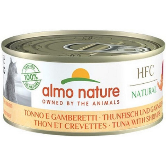 Almo Nature HFC Natural -πλήρη τροφή για γάτες με τόνο και γαρίδες 150g
