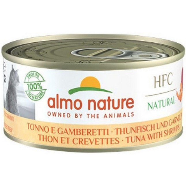 Almo Nature HFC Natural -πλήρη τροφή για γάτες με τόνο και γαρίδες 150g Almo Nature HFC Natural -πλήρη τροφή για γάτες με τόνο και γαρίδες 150g