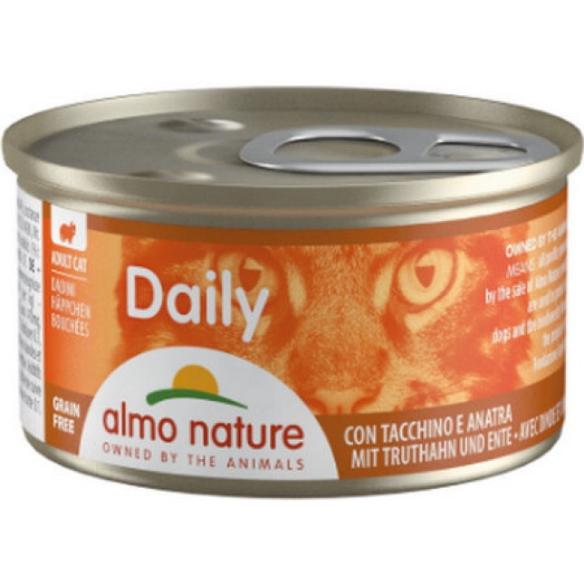 Almo Nature DAILY χωρίς σιτηρά, χωρίς γλουτένη με κομματάκια γαλοπούλας & πάπιας 85g Almo Nature DAILY χωρίς σιτηρά, χωρίς γλουτένη με κομματάκια γαλοπούλας & πάπιας 85g