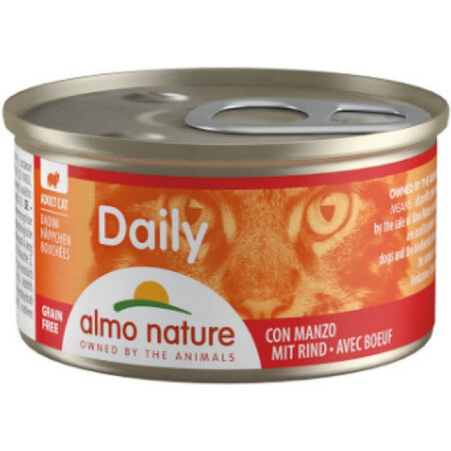 Almo Nature DAILY χωρίς σιτηρά, χωρίς γλουτένη με κομματάκια μοσχάρι 85g Almo Nature DAILY χωρίς σιτηρά, χωρίς γλουτένη με κομματάκια μοσχάρι 85g