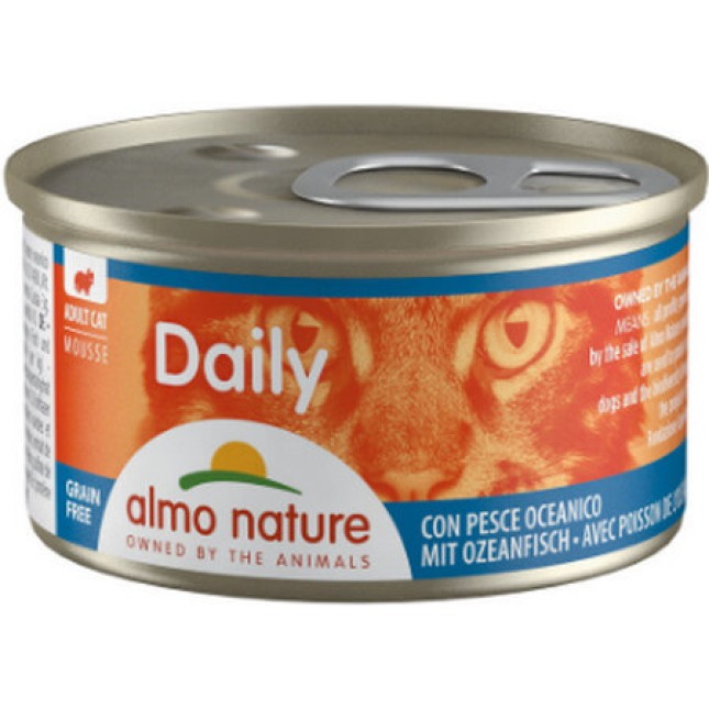 Almo Nature DAILY τροφή γάτας σε MOUSSE Menu με ψάρια ωκεανού,  85g
