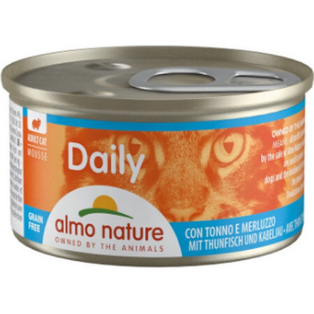 Almo Nature DAILY τροφή γάτας σε MOUSSE Menu με τόνο και βακαλάο, 85g Almo Nature DAILY τροφή γάτας σε MOUSSE Menu με τόνο και βακαλάο, 85g