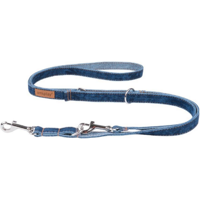 Amiplay-Οικολογικό Λουρί/οδηγός 6 in 1 Denim ναυτικό μπλε, εξαιρετική επιλογή για καθημερινές βόλτες Amiplay-Οικολογικό Λουρί/οδηγός 6 in 1 Denim ναυτικό μπλε, εξαιρετική επιλογή για καθημερινές βόλτες