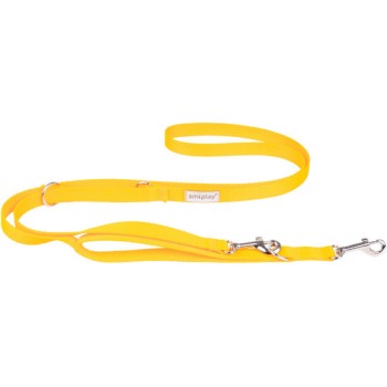 Amiplay-Οδηγός σκύλου 7 in 1 SAMBA ρυθμιζόμενο σε μήκος 100 - 200cm με δύο καραμπίνερ κίτρινο Amiplay-Οδηγός σκύλου 7 in 1 SAMBA ρυθμιζόμενο σε μήκος 100 - 200cm με δύο καραμπίνερ κίτρινο