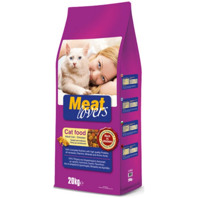Laky Meat lovers cat Ιδανική για ενήλικες γάτες, γεμιστή κροκέτα με γεύση κοτόπουλο 20 kg Laky Meat lovers cat Ιδανική για ενήλικες γάτες, γεμιστή κροκέτα με γεύση κοτόπουλο 20 kg