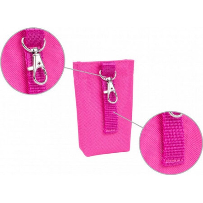 Amiplay-Θήκη για σακούλες ακαθαρσιών SAMBA ροζ με καραμπίνερ και κλείσιμο Velcro 6 x 2 x 11cm