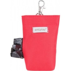 Amiplay-Θήκη για σακούλες ακαθαρσιών SAMBA κόκκινο με καραμπίνερ και κλείσιμο Velcro 6 x 2 x 11cm