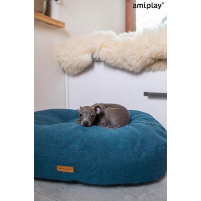 Amiplay-Οβάλ στρώμα για σκύλους ΜΟΝΤΑΝΑ κατασκευασμένο από πολύ ανθεκτικό, στις φθορές ύφασμα μπλε