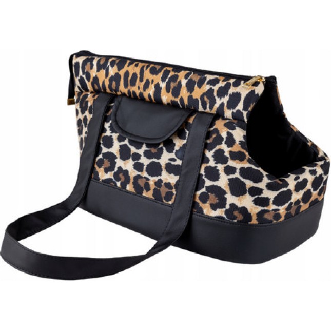 Amiplay-τσάντα μεταφοράς για σκύλους και γάτες SAFARI με φερμουάρ στο πάνω μέρος Leopard