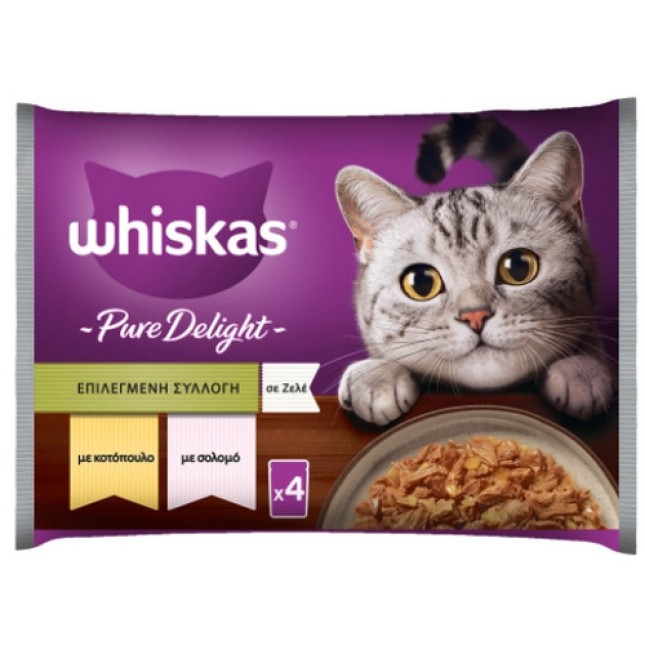 Whiskas delight σολομός-κοτόπουλο ζελέ 4x85gr Whiskas delight σολομός-κοτόπουλο ζελέ 4x85gr