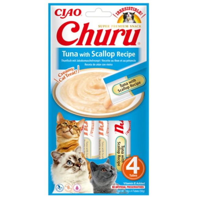 Inaba Churu λιχουδιές για γάτες με τόνο και χτένια 56gr