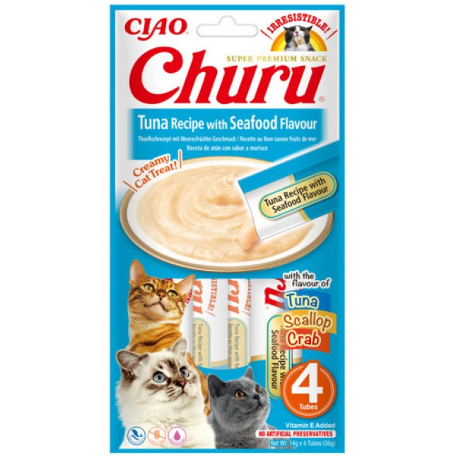 Inaba Churu λιχουδιές για γάτες με τόνο και θαλασσινά 56gr Inaba Churu λιχουδιές για γάτες με τόνο και θαλασσινά 56gr