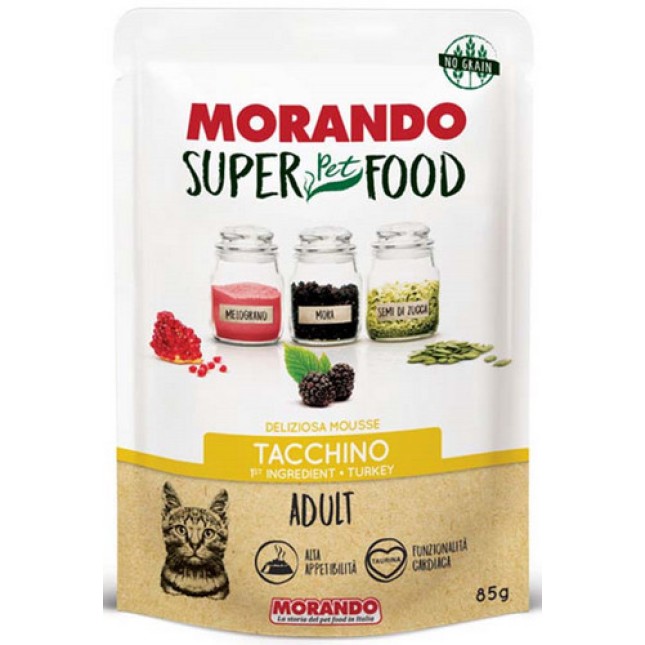 Morando super food για ενήλικες γάτες με  mousse γαλοπούλα 85gr