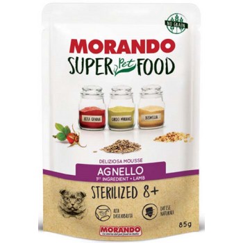 Morando super food για ηλικιωμένες στειρωμένες γάτες με mousse αρνί 85gr Morando super food για ηλικιωμένες στειρωμένες γάτες με mousse αρνί 85gr