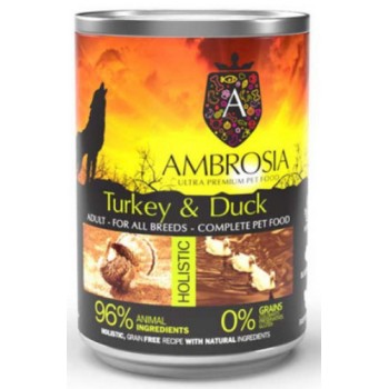 Ambrosia Υγρή τροφή για ευαίσθητα ενήλικα σκυλιά με γαλοπούλα και πάπια 400gr Ambrosia Υγρή τροφή για ευαίσθητα ενήλικα σκυλιά με γαλοπούλα και πάπια 400gr