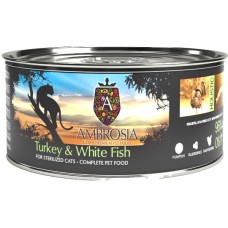 Ambrosia Υγρή τροφή για στειρωμένες γάτες με γαλοπούλα και λευκό ψάρι χωρίς σιτηρά 150gr