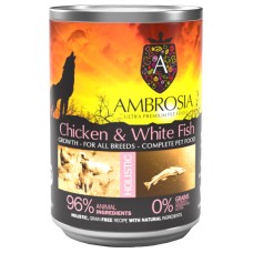 Ambrosia Πλήρης τροφή για κουτάβια, όλων των φυλών, με κοτόπουλο και λευκό ψάρι χωρίς σιτηρά 400gr Ambrosia Πλήρης τροφή για κουτάβια, όλων των φυλών, με κοτόπουλο και λευκό ψάρι χωρίς σιτηρά 400gr