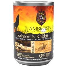 Ambrosia Πλήρης τροφή ενήλικα ευαίσθητα σκυλιά με σολομό και κουνέλι χωρίς σιτηρά 400gr Ambrosia Πλήρης τροφή ενήλικα ευαίσθητα σκυλιά με σολομό και κουνέλι χωρίς σιτηρά 400gr