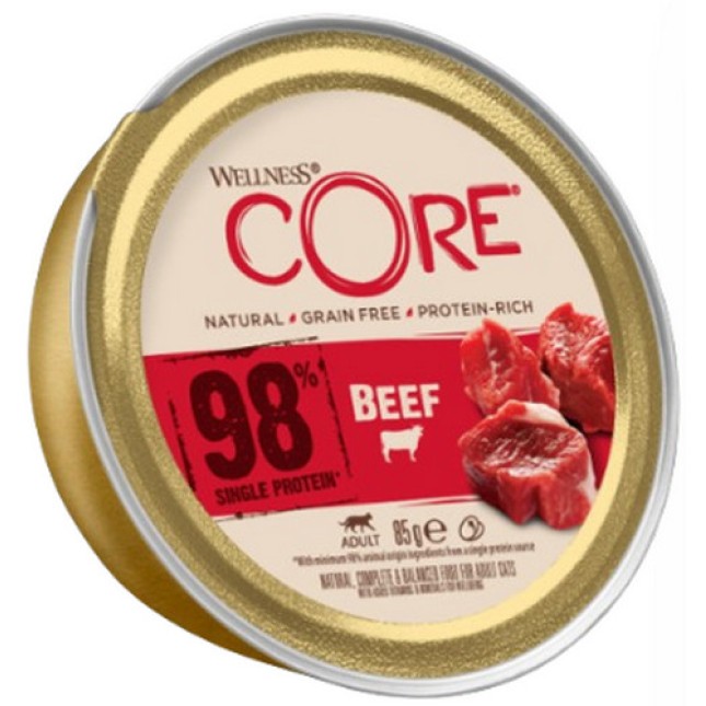 Wellness Core μονοπρωτεϊνική πλήρες τροφή γάτας με 98% βοδινό 85gr Wellness Core μονοπρωτεϊνική πλήρες τροφή γάτας με 98% βοδινό 85gr