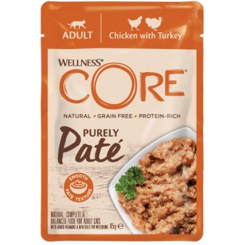 Wellness Core τροφή για ενήλικες γάτες με pate κοτόπουλο και γαλοπούλα 85g Wellness Core τροφή για ενήλικες γάτες με pate κοτόπουλο και γαλοπούλα 85g