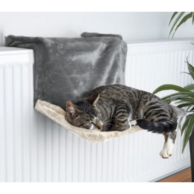 Trixie κρεβάτι καλοριφέρ για γάτες βελούδινο με ρυθμιζόμενο στήριγμα 45x24x31cm γκρι/γκρι ανοιχτό