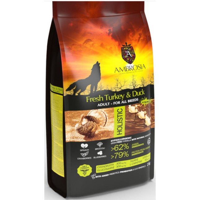 Ambrosia Τροφή με φρέσκια γαλοπούλα & πάπια 12Kg Ambrosia Τροφή με φρέσκια γαλοπούλα & πάπια 12Kg