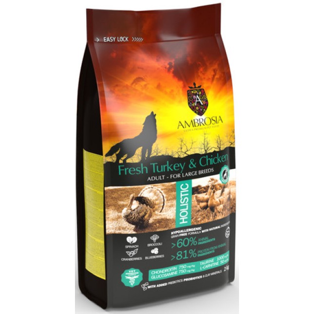 Ambrosia Grain Free Adult large turkey and chicken 12Kg Ambrosia Grain Free Adult large turkey and chicken 12Kg