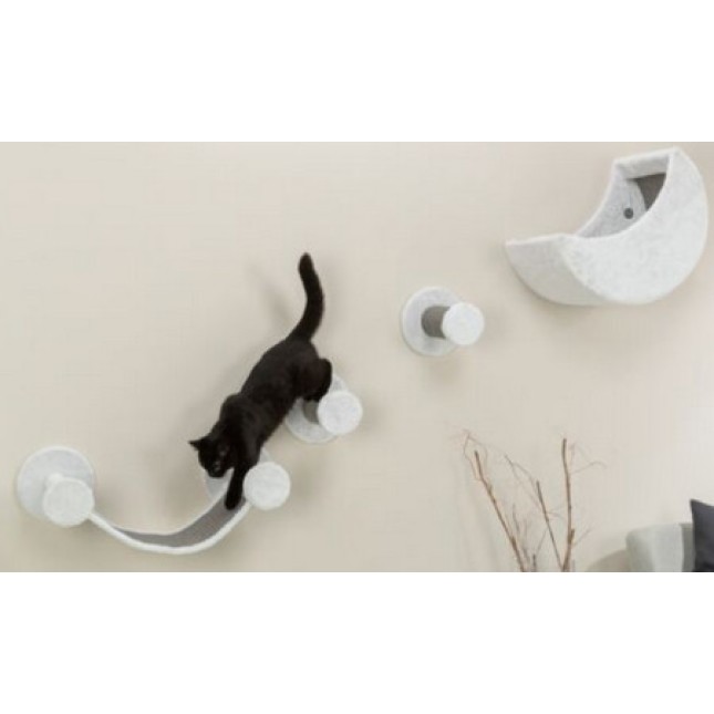 Trixie σετ τοίχου λούτρινο για γάτες κατάλληλο για αναρρίχηση σε τοίχο 4τμχ άσπρο/γκρι