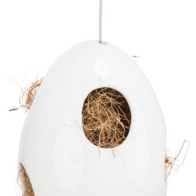 Τrixie φωλιά κρεμαστή κεραμική για πτηνά στον κήπο ή στο κλουβί 10.5x10.5x15cm άσπρη