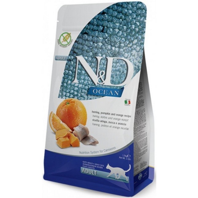 Farmina N&D Cat Ocean ρέγγα, κολοκύθα και πορτοκάλι 300g Farmina N&D Cat Ocean ρέγγα, κολοκύθα και πορτοκάλι 300g
