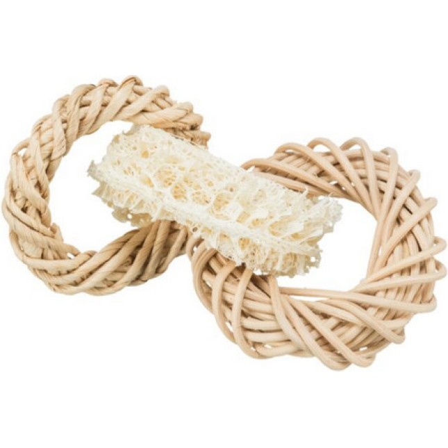 Trixie παιχνίδι κρίκοι από λούφα rattan & φύλλα καλαμποκιού 13cm Trixie παιχνίδι κρίκοι από λούφα rattan & φύλλα καλαμποκιού 13cm