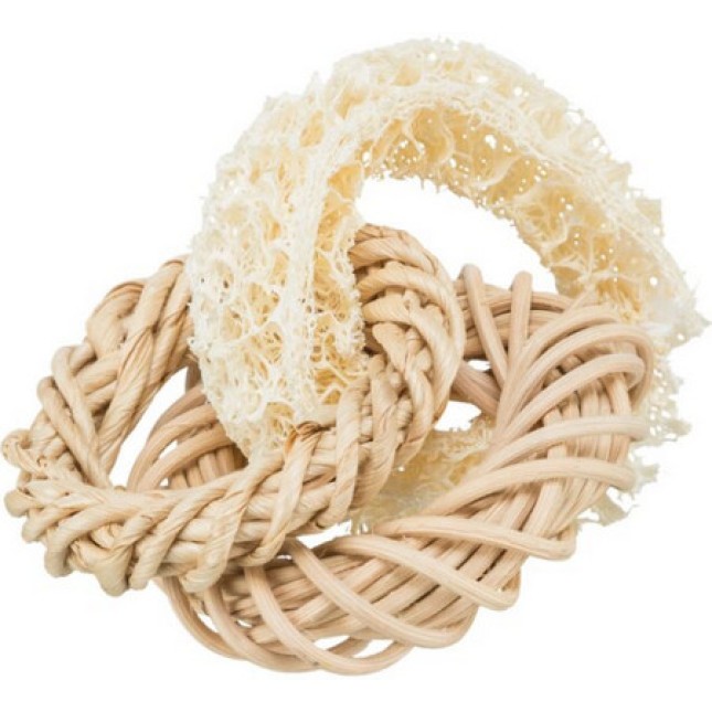 Trixie παιχνίδι κρίκοι από λούφα rattan & φύλλα καλαμποκιού 13cm Trixie παιχνίδι κρίκοι από λούφα rattan & φύλλα καλαμποκιού 13cm