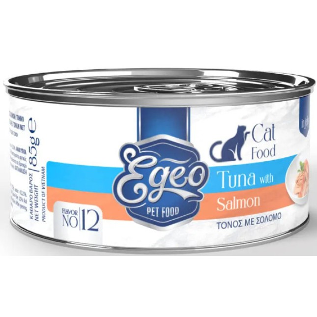 Egeo Cat Adult Τόνος με Σολομό σε Ζελέ 85gr