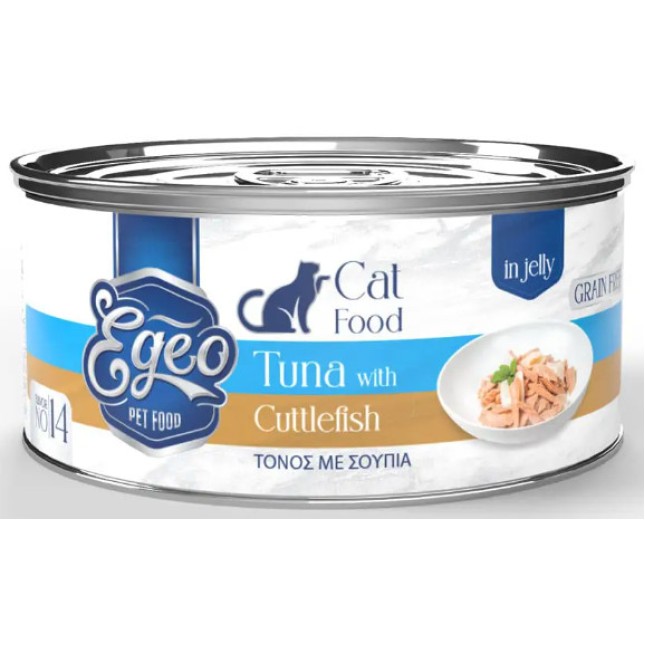 Egeo Cat Adult Τόνος με Σουπιά σε Ζελέ 85gr Egeo Cat Adult Τόνος με Σουπιά σε Ζελέ 85gr