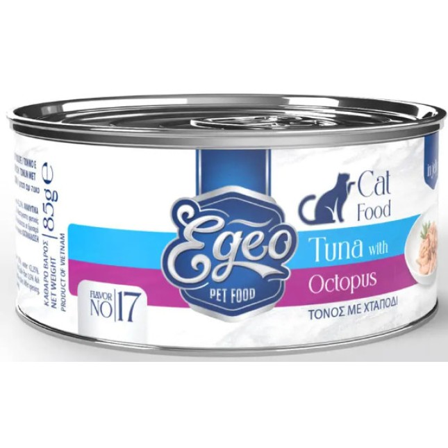 Egeo Cat Adult Τόνος με Χταπόδι σε Ζελέ 85gr