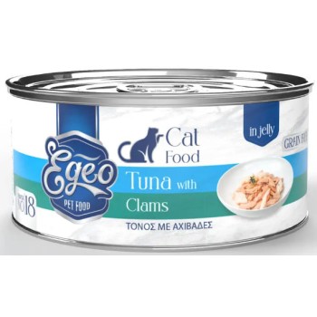Egeo Cat Adult Τόνος με Αχιβάδες σε Ζελέ 85gr